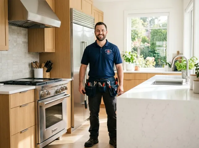 Appliance Repair Hero technician in a Brooklyn, NY kitchen after an appliance repair